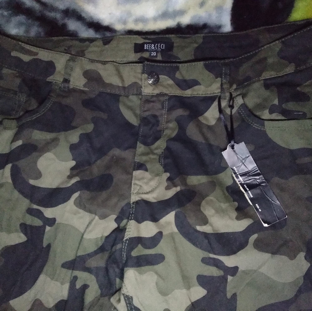 Bee & Cici Women's Plus Size Ripped Camouflage Pants